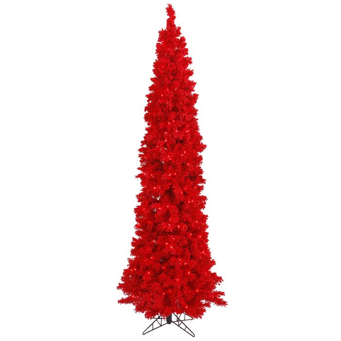 Hashtag Home Arbre de noël artificiel 5,5' avec 150 lumières del rouges